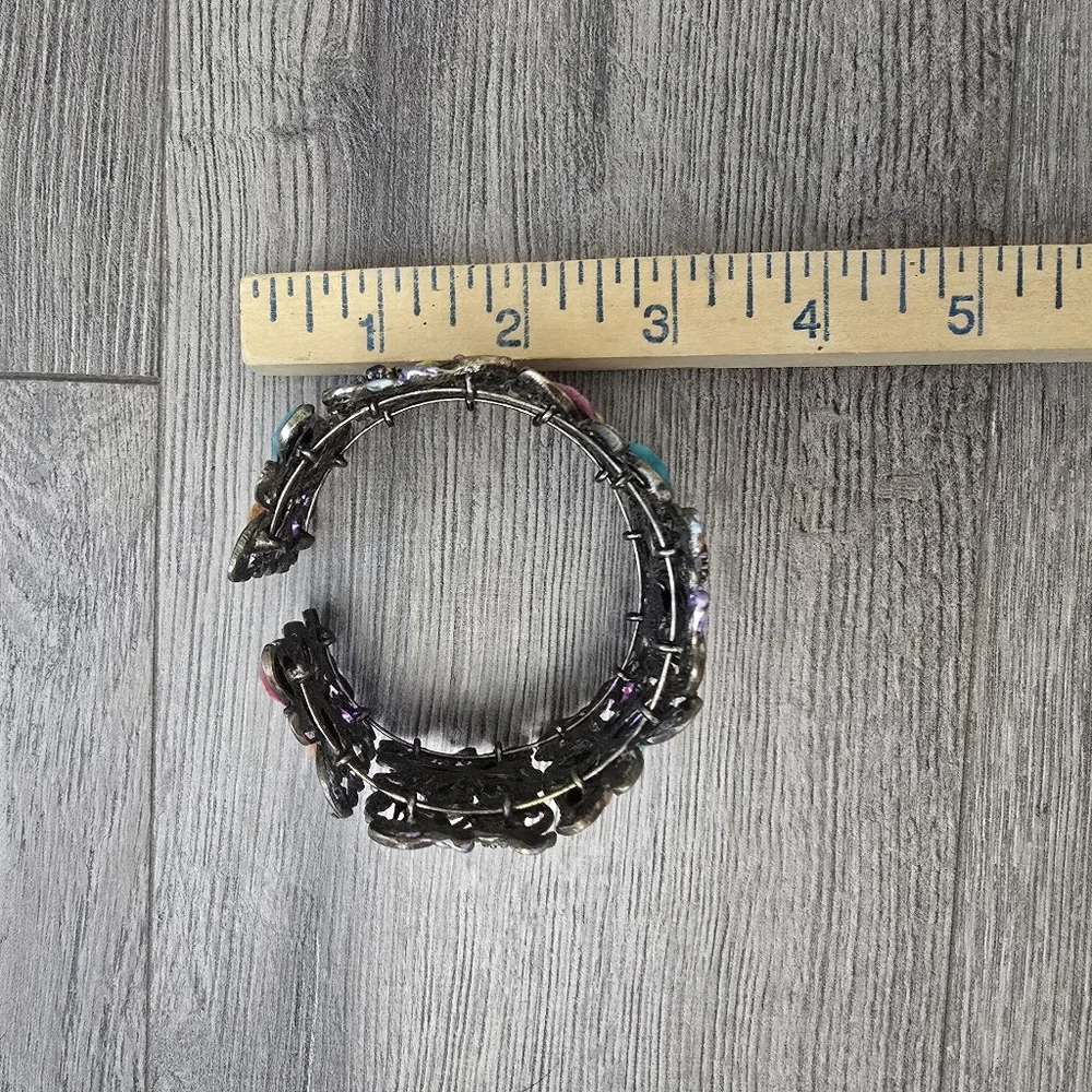 Butterfly Wide Cuff Multicolored Faceted Stone Abstract Colorful Boho Chic